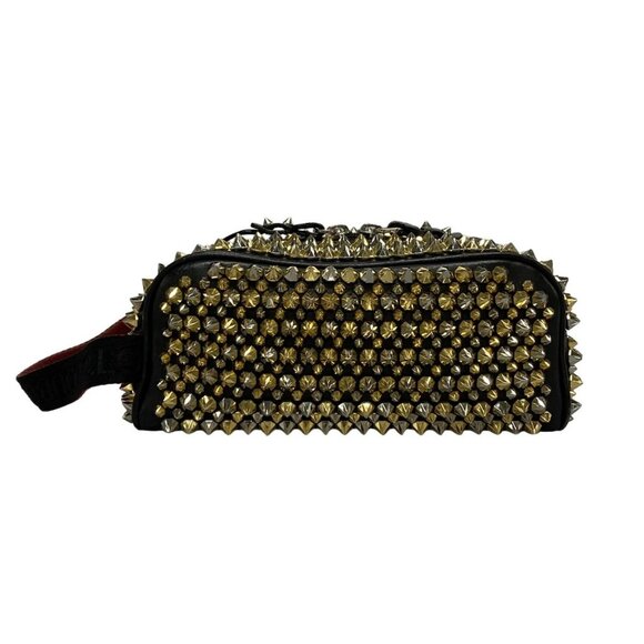 Auth CHRISTIAN LOUBOUTIN blaster Black Red Leather Rubber Mens Clutch Bag - Picture 2 of 16